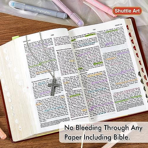 Shuttle Art Bible Highlighters and Pens No Bleed, 12 Mild Colors Gel Highlighters No Bleed Through, Bible Journaling Supplies, Great for Journaling Highlighting and Studying - color: 12 Mild Colors