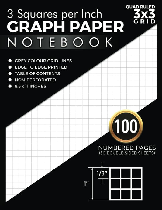 3 Squares per Inch 3x3 Quad Ruled Grid Graph Paper Notebook: 100 Numbered Pages with Table of Contents, 1/3 Inch Squares Graphing for Math & Science ... Quilt patterns and DIY Crafts | 8.5 x 11