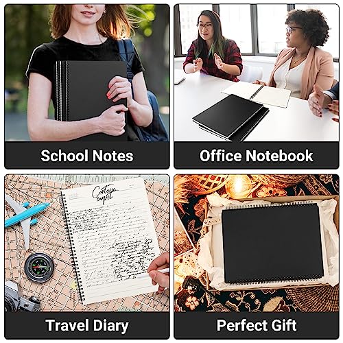 EUSOAR Spiral Notebook, 6 Packs A4 11" x 8.5" Composition Notebook College Rule, 120Pages/ 60Sheets Thick Paper Notebook Journals for Women Men Student Office School Traveling Diary Note Taking-Black - color: Black, size: 6Packs