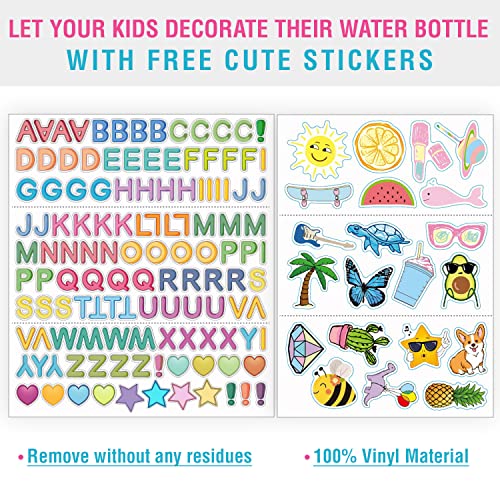 CHILLOUT LIFE 12oz Kids Insulated Stainless Steel Water Bottle with Leak Proof Straw Lid & 144 Stickers - color: Pink Unicorn, style: 12 oz