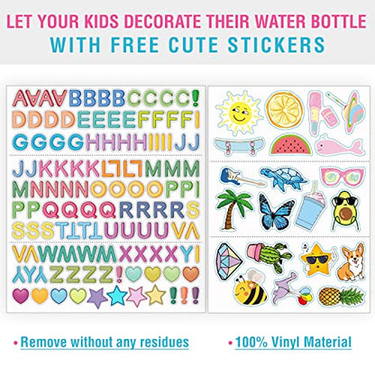 CHILLOUT LIFE 17oz Kids Insulated Stainless Steel Water Bottle with Leak Proof Straw Lid & 144 Stickers - color: Blue Space, style: 17 oz