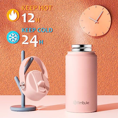 Fimibuke Kids Insulated Water Bottle, 14oz BPA FREE Double Wall Vacuum Tumbler 18/8 Stainless Steel Leak Proof Kids Cups with Straw Metal Water Bottle for School Boys Girls (2 Pack, Milky Pastel) - color: B5. Milky Pastel