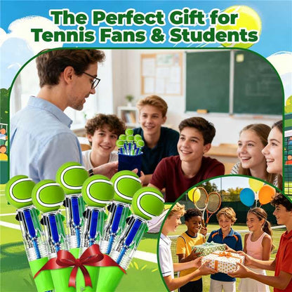 Tennis Party Favors Tennis Pens Mini Multicolor Pen in One Cute Fun 4-in-1 Pens Bulk Cool Ballpoint Pen for Birthday Gifts Teacher Supplies (Tennis, 12) - style: Tennis