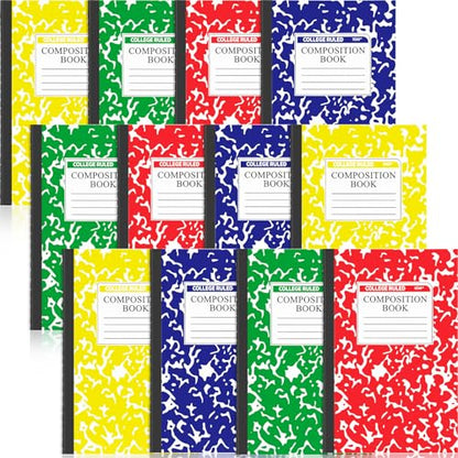 Fainne 150 Pack A5 Composition Notebooks Bulk Marble Cover Composition Notebooks College Notebook Wide Ruled Notebook for Students Classroom Office School Supplies (4 Color) - color: 4 Color