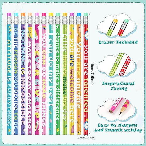 200 Pcs Motivational Pencils Bulk, Rainbow Inspirational School Pencils for Classroom, Cute Pencil with Encourage Positive Sayings, Back to School Supplies for Kids Student Teacher Classroom Reward - size: 200 Count (Pack of 1)