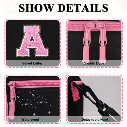 Lunch Box for Women Girls Kids School Backpack Work Picnic Meal Food Cooler Bags Heated Insulated Lunch Bag, Reusable Lunch Tote Bags Water Bottle Holder Handheld Shoulder Strap Black Pink A - color: 11 Black-Pink A