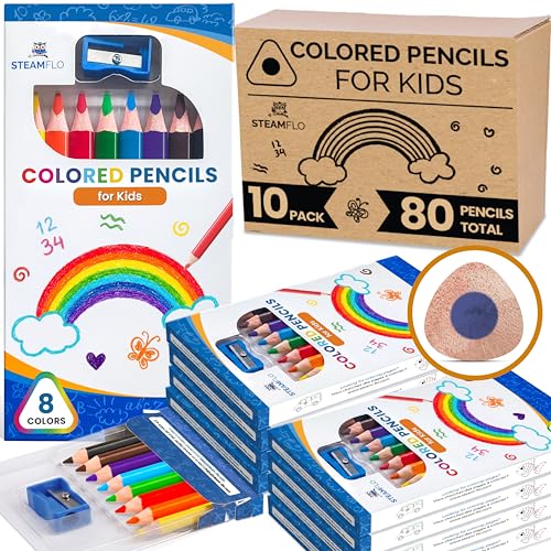 Colored Pencils for Toddlers 3-4 Years – Kids Pencils for Beginners, Toddlers and Preschoolers, Jumbo Triangle Shape for Easy Grip, Thick Colored Core for Easy Coloring and Less Breakage (10 Pack) - size: 10 Pack