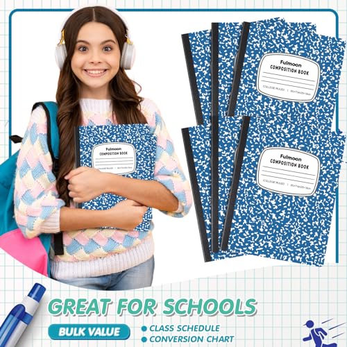 Fulmoon 48 Pcs Composition Notebook College Ruled Hard Cover Notebook 60 Sheets/120 Pages for School College Journal Writing Programs Art Recipes 9.75 x 7.5 Inch, Blue