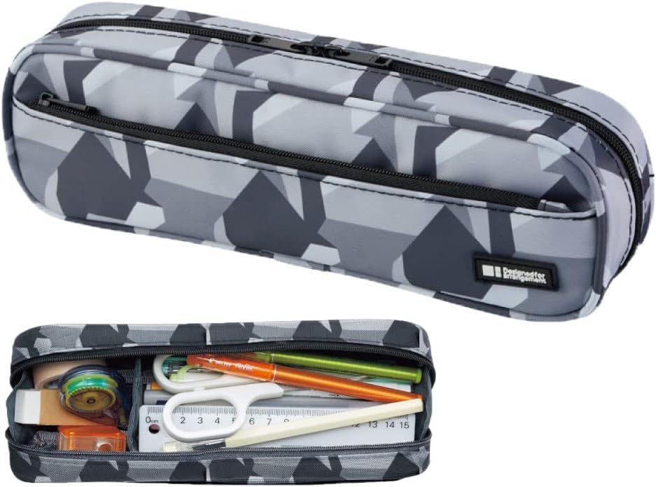 LIHIT LAB Large Capacity Zipper Long Pencil Case For School Office College, Big Capacity Pencil Bag Holder Adults Teen Boys Girls, Travel Cosmetics Storage, Ice Gray Camo (A7552-135) - color: Ice Gray Camo