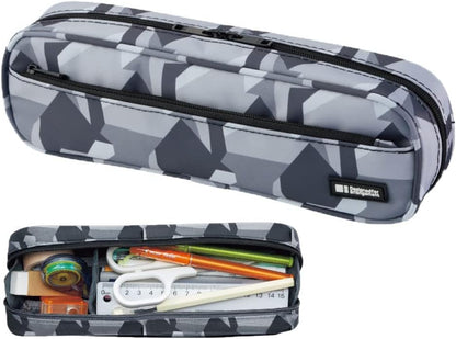 LIHIT LAB Large Capacity Zipper Long Pencil Case For School Office College, Big Capacity Pencil Bag Holder Adults Teen Boys Girls, Travel Cosmetics Storage, Ice Gray Camo (A7552-135) - color: Ice Gray Camo