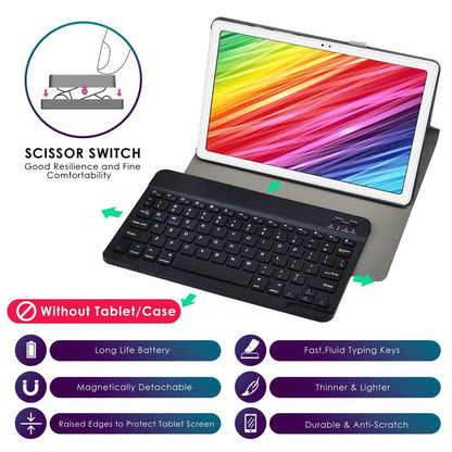 DETUOSI Universal 10 inch Wireless Keyboard, (0.23 inch) Ultrathin Slim Lightweight Travel Portable, 10.1" Multi-Device Wireless Keyboard for iOS/Android/Windows Tablet, Computer, Smart Phone #Black - color: Black