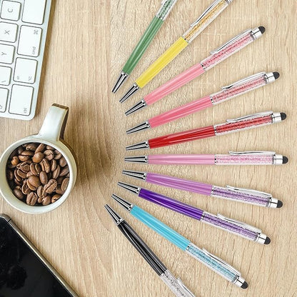 Bling Ballpoint Pens Crystal Diamond Pen Capacitive Touch Screen Stylus with Replacement Refills Rubber Tips for iPhone iPad Kindle Touchscreen Devices 3Pcs Writing Pen (Silver) - color: Silver