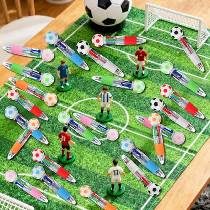 24 Pcs Soccer Party Favors Soccer Multicolor Pen in One 4-in-1 Cute Fun Pens Bulk Kawaii Ballpoint Pen for kids Sports Goodie Bags Stuffers (Soccer) - style: Soccer