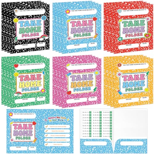 24PCS Homework Folders with 2 Pocket Back to School Take Home Folders Bulk for Students Letter Size Composition Notebook Classwork Organizer for Home Office Teachers Educational Supply 9.45 x 12.2 Inc - style: Composition