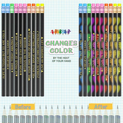 Eersida 80pcs Color Changing Pencil Bulk Back to School Pencils with Eraser Encourage Saying Thermochromic Fun Pencils for Kids Students Classroom First Day of School Gifts (Inspirational) - style: Inspirational
