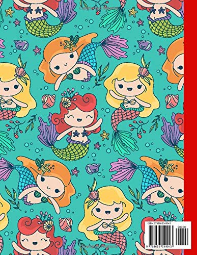 Primary Composition Notebook: Large (8.5 x 11 inches) - Blank handwriting practice paper with dotted lines | 100 Pages | Smiling Mermaid Pattern School Exercise Book