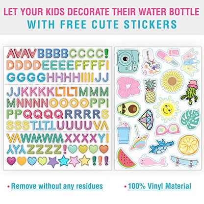 CHILLOUT LIFE 17oz Kids Insulated Stainless Steel Water Bottle with Leak Proof Spout Lid & 144 Stickers - color: Caribbean Lily, style: 17 oz