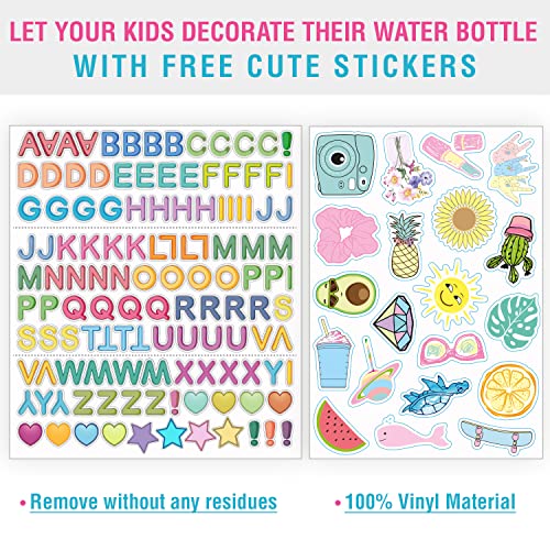 CHILLOUT LIFE 12oz Kids Insulated Stainless Steel Water Bottle with Leak Proof Spout Lid & 144 Stickers - color: Caribbean Lily, style: 12 oz