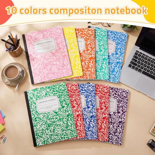 Fainne 100 Pack College Ruled Composition Notebooks B5 Composition Book Bulk 7.5 x 9.8 Inch 50 Sheets/ 100 Pages Marble Cover Journal Notebooks for College Office Back to School Supplies(Multicolor) - color: Multicolor