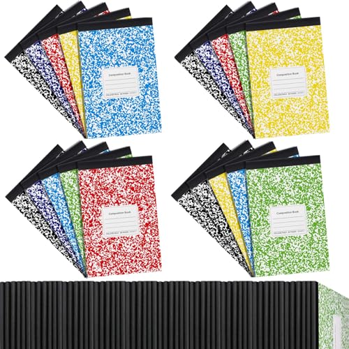 Fainne 20 Pack Composition Notebooks Half Size 4-7/8 x 7-1/2 Inches College Ruled Notebooks Mini Marble Cover Composition Books for Journal School Classroom Supplies 40 Sheets/80 Pages(6 Color) - color: 6 Color