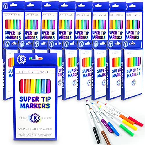Color Swell Bulk Markers - 18 Packs 8 per Pack (144 Total) - Super Tip Bulk Markers - size: 18 Pack | 144 Markers