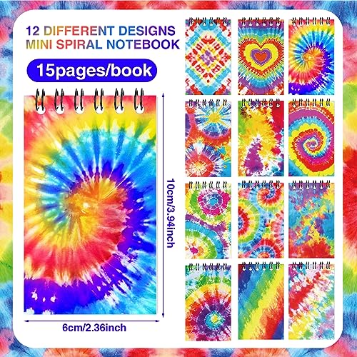 Zhanmai 36 Pcs Mini Spiral Tie Dye Notebooks Multicolor Style Pocket Notepads Blank Notebooks Journal Mini Memo Pads for Tie Dye Birthday Pastel Art Party Favors Gift Supplies - style: Tie Dye