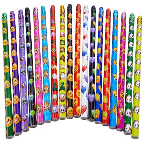 Playbees Emoticon No 2 Pencils for Kids - 1440 Pack Bulk Kids Pencils #2 with Erasers - Assorted Smiley Birthday Party Favors, Classroom Prizes, Goody Bag Stuffers, Teacher's Educational Supplies - style: 1440 Pack