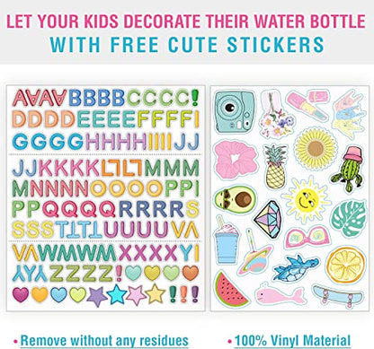CHILLOUT LIFE 12oz Kids Insulated Stainless Steel Water Bottle with Leak Proof Straw Lid & 144 Stickers - color: Ocean Blue, style: 12 oz