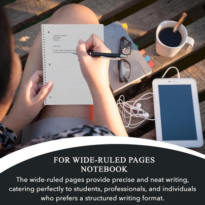 three leaf WIDE RULED 8" x 10 1/2" SPIRAL NOTEBOOK (Pack of 12, Wide Ruled) - color: Wide Ruled, size: Pack of 12
