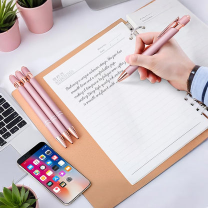 8 Pack Rose Ballpoint Pen with Stylus Tip Stylus Pens | Metal Stylus Pens for Touch Screens, 1.0 mm Black Ink - color: 8 Pack-Rose Gold