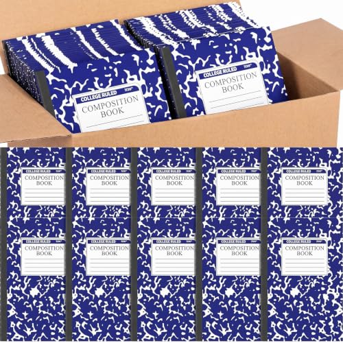 Fainne 60 Pack Composition Notebooks College Ruled A5 Composition Notebook Bulk Marble Notebooks 30 Sheets (60 Pages) for Student Journal Classroom Office School Supplies(Blue) - color: Blue