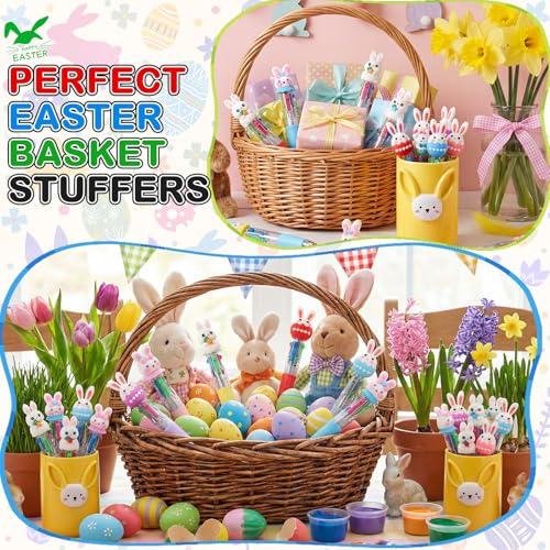 Eaasty 96pcs Mini Multicolor Bunny Party Ballpoint Pen Bulk 4-in-1 Retractable Cartoon Bunny Gnome Eggs Ballpoint Writing Pens for Graduation Gifts School Party Supplies Favors Exchange Gift Rewards