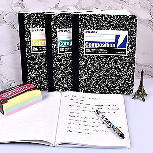 KAISA Composition Notebooks With Lined Paper, College Ruled 9-3/4" x 7-1/2" Comp Books Writing Journals Notebook, 4pads, C10001C - color: 4pad, size: college