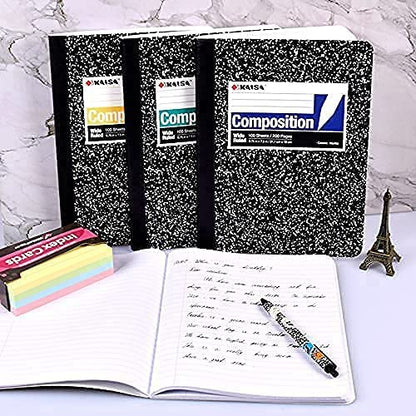 KAISA Composition Notebooks With Lined Paper, College Ruled 9-3/4" x 7-1/2" Comp Books Writing Journals Notebook, 4pads, C10001C - color: 4pad, size: college