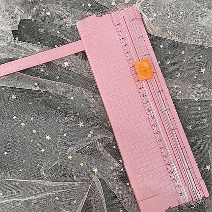 Paper Cutter Efficient Light Duty Mini Folding Trimmer Clear Scale for Scrapbook Supplies Craft Paper Trimmer for Cardstock, 5 Color Options (Roseate) - color: Roseate
