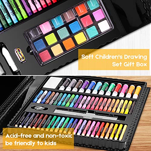 iBayam Art Kit, 251-Pack Art Supplies Drawing Kits, Arts and Crafts Gifts Box for Adult, Art Set Case with Trifold Easel, Scratch Paper, Sketch Pad, Coloring Book, Crayons, Pencils - color: Black