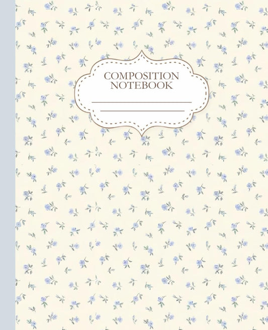 Blue Coquette Composition Notebook: Cute Flowers | College Ruled | 7.5 x 9.25" | 110 Pages