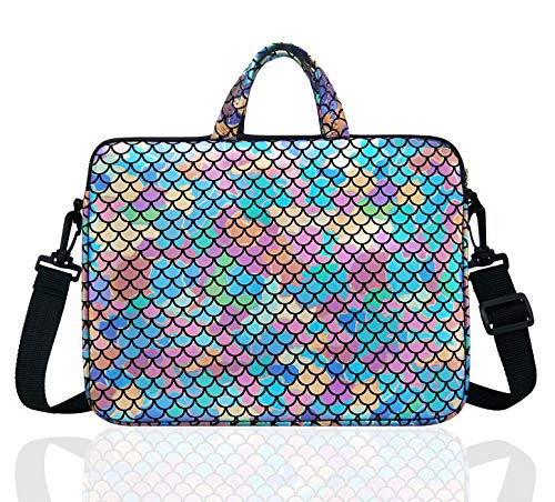 15.6-Inch Laptop Shoulder Carrying Bag Case Sleeve for 14" 15" 15.6 inch MacBook/Notebook/Ultrabook/Chromebook, Mermaid Scale (Colorful) - color: Colorful