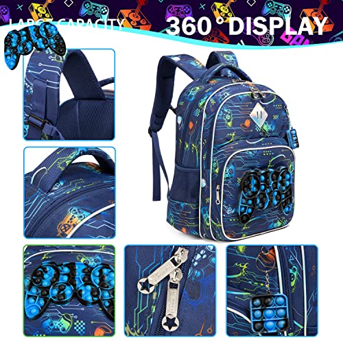 Backpack for Girls Elementary Preschool Kids Lunch Box for School - color: Boys Gamepad Bag