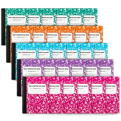 feela Mini Composition Notebook, Cute 30 Pack 5 Pastel Colors Narrow Ruled Mini Composition Books Bulk, Small Pocket Marble Journal Notebooks for Kids Students College, Pocket Size 4.5 x 3.25 in - color: 30 Pack 5 pastel marble covers