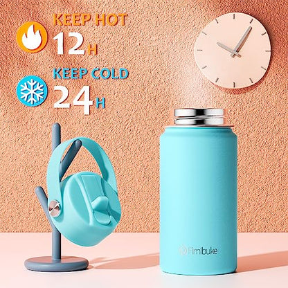 Fimibuke Kids Insulated Water Bottle, 14oz BPA FREE 18/8 Stainless Steel Travel Tumbler Double Wall Vacuum Leak Proof Kids Cup with Straw Metal Water Bottle for School Boys Girls(1 Pack, Sky) - color: B15. Sky