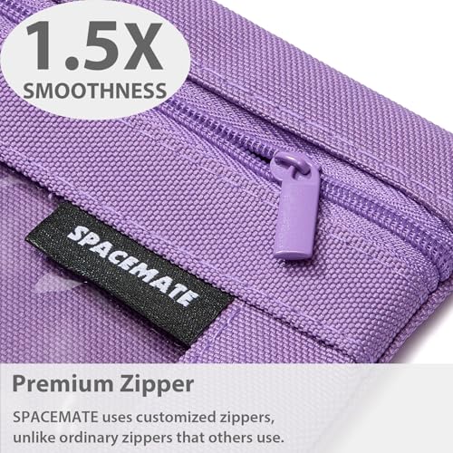 SPACEMATE Binder Pencil Pouch Case Box Bag for 3 Ring Binder School Supplies Girls Boys Kids, Clear Preppy Stuff Large Aesthetic Pen Organizer, Back to College Stationary, 1 Pack, Purple - color: Purple