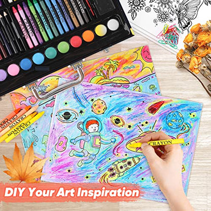 Soucolor 183-Pack Cute Preppy Stuff School Office Teacher Supplies | 48 ct Crayons,24 Oil Pastels,24 Drawing Pencils,Art Markers,Watercolor Cakes,Sketch Papers,Classroom Must Have,Stocking Stuff - style: Spaceship