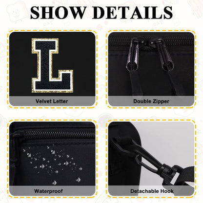 Lunch Bag Women Girls Boys Kids Lunch Box for Men Work Picnic School Travel, Large Insulated Lunch Tote Bags for Food Container Cooler with Water Bottle Holder Handheld Shoulder Strap Black L - color: 03-Black L