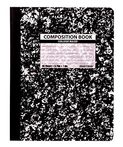 Mintra Office Composition Books - Sturdy Flexible Cover (4 Pack, Black Marble Comp - College Ruled) - color: Black Marble Comp - College Ruled, size: 4 Pack