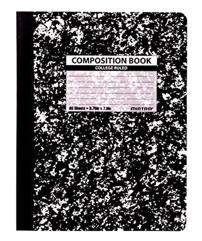 Mintra Office Composition Books - Sturdy Flexible Cover (4 Pack, Black Marble Comp - College Ruled) - color: Black Marble Comp - College Ruled, size: 4 Pack