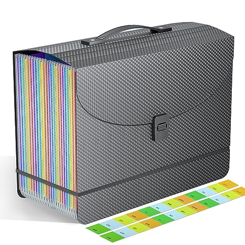 25 Pockets Expanding File Folders,Portable Accordian File Organizer,Expandable File Folder,Bill,Paper,Document Organizer,Plastic Accordion Filing Box,Colored Tabs,A4/Letter Size Diamond - color: Diamond, size: 25-Packets