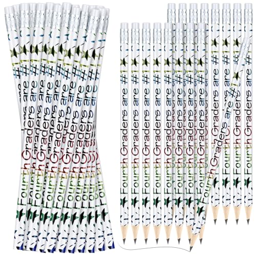 Tenceur 48 Pcs 4th Graders Pencils Bulk Motivational Pencils with Erasers Inspirational Pencil with Back to School Supplies for Kids Student Teacher Classroom Reward - style: 4th Graders