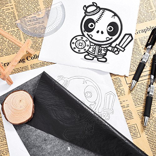 Hotop 100 Sheets Carbon Transfer Paper, Black Tracing Paper for Wood, Paper, Canvas and Other Art Surfaces (8.5 x 11 Inch) - size: 8.5 x 11 Inch