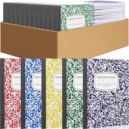 Fainne 60 Pack B5 Composition Notebooks Bulk 7.5 x 9.75'' College Ruled Composition Notebooks 50 Sheets (100 pages) Marble Covers Notebook for School Classroom Office Supplies(Multicolor) - color: Multicolor